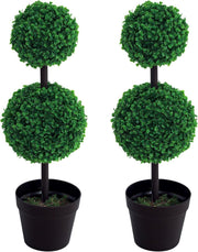 Set of 2 Artificial Boxwood Ball Trees 67cm Faux Green Potted Topiary Home Decor
