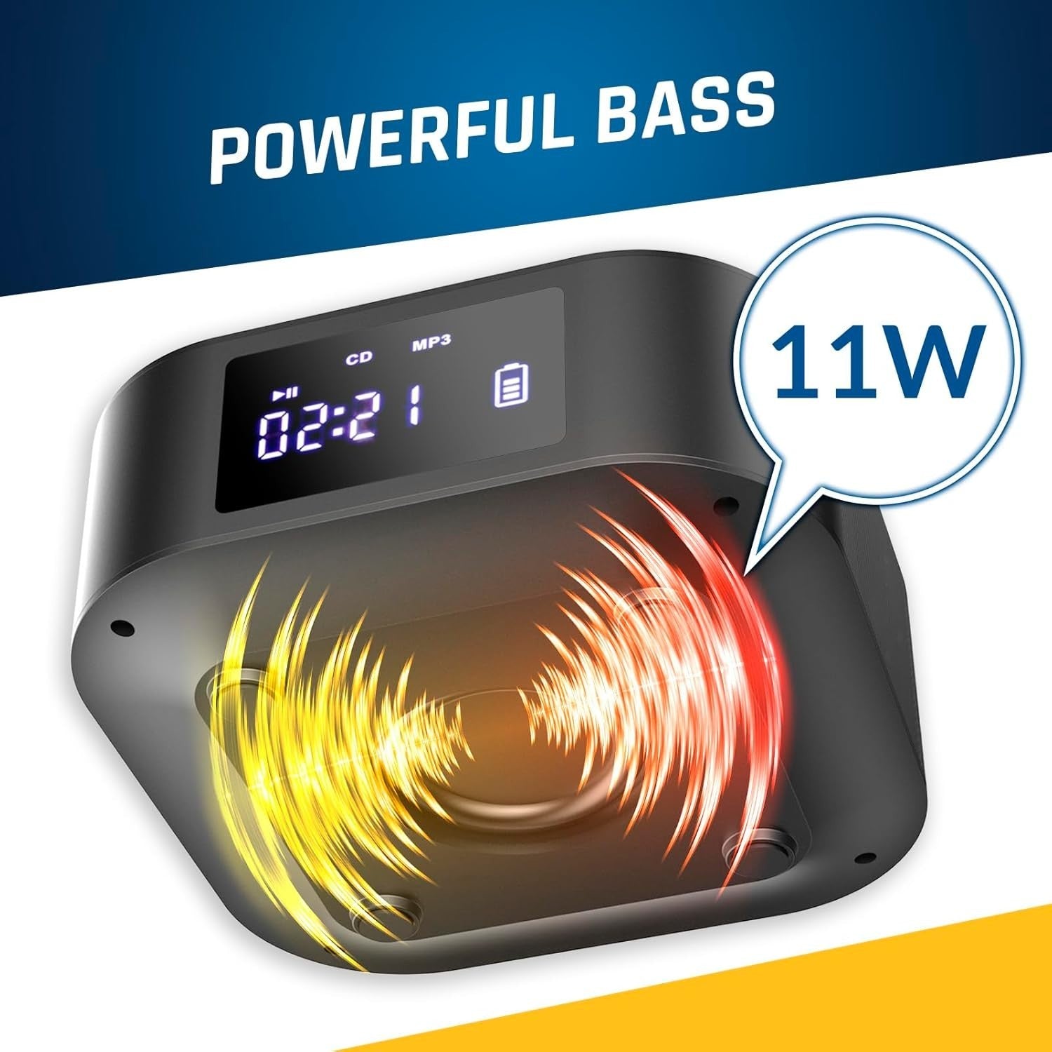 Portable CD Boombox Bluetooth Subwoofer FM Radio USB AUX Rechargeable