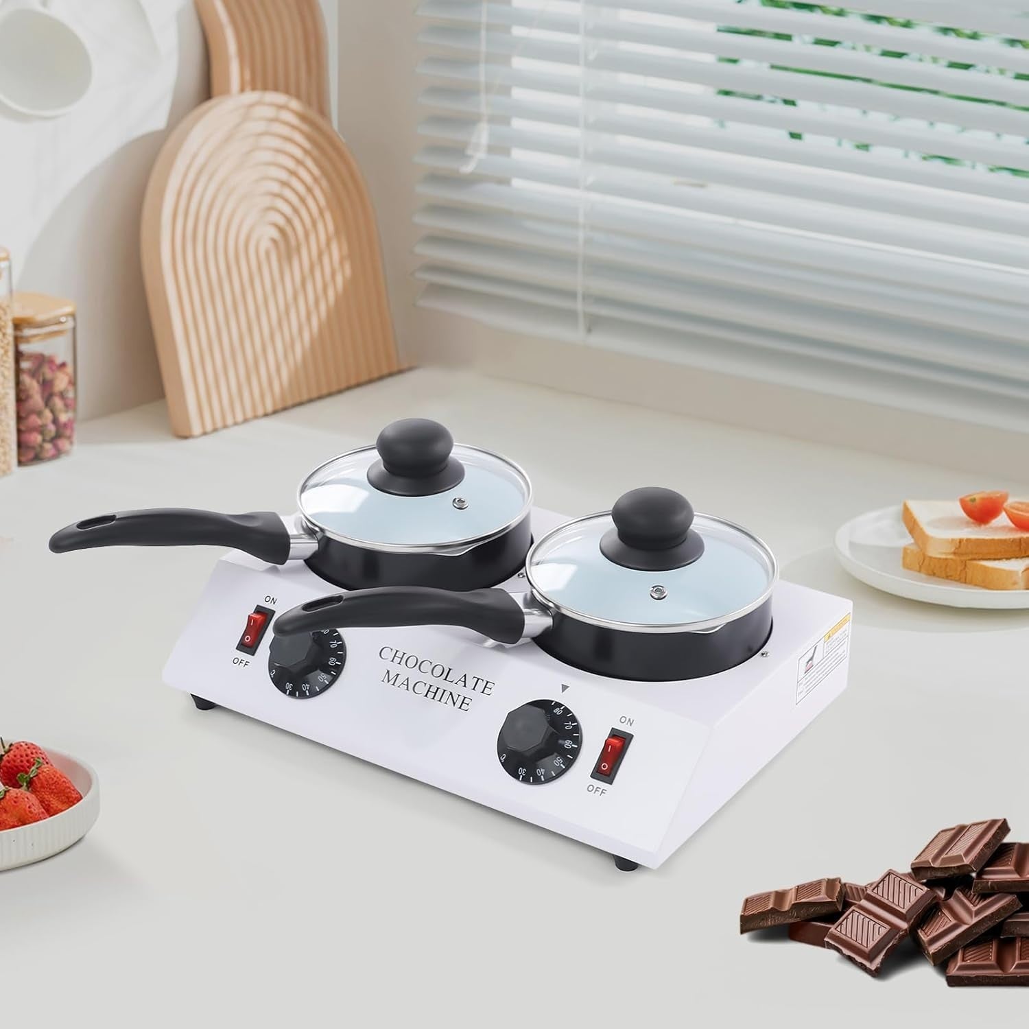 Chocolate Melting Machine Dual Pot Tempering Melter 80W Electric