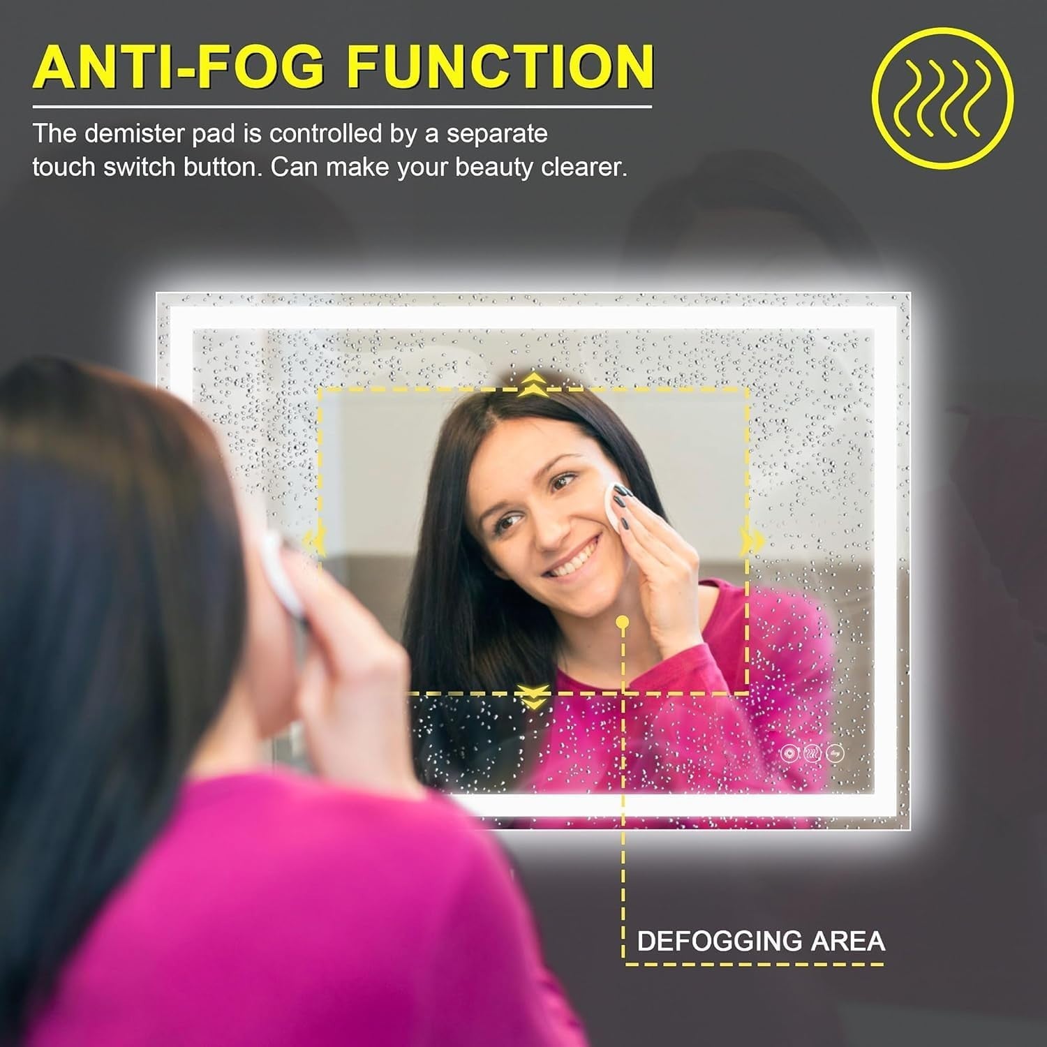 LED Bathroom Mirror 50x70cm Wall Mount Anti-Fog Light Up Demister IP44