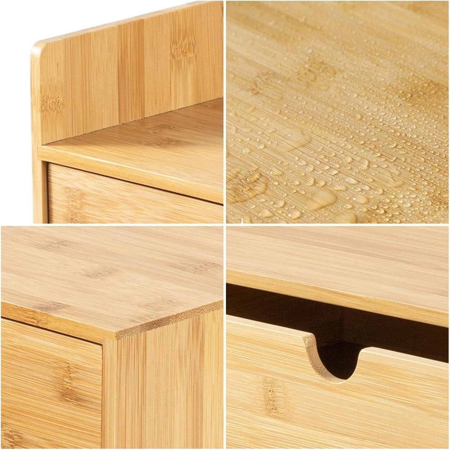 Bamboo Desk Organizer with 3 Drawers | Compact Makeup & Office Storage
