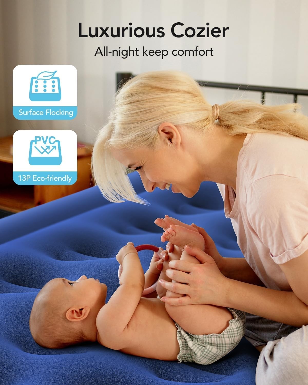 Luxury Single Air Bed 33cm High Built-In Electric Pump Inflatable Mattress