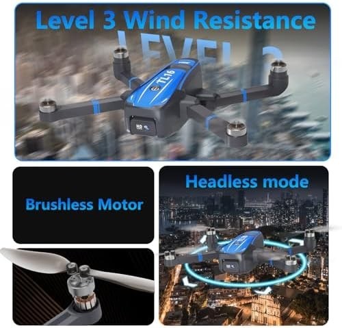 4K Drone with Camera for Adults, Brushless Motor Foldable FPV Quadcopter