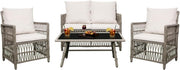 Rattan Garden Furniture Set 4 Piece Outdoor Sofa Set w/ Cushions Patio