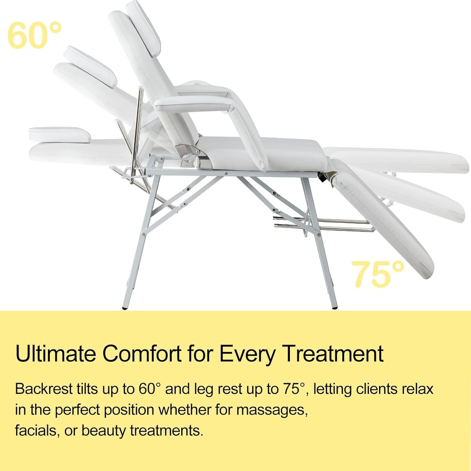 Portable 3 Section Massage Table Adjustable Folding Therapy Bed Detachable