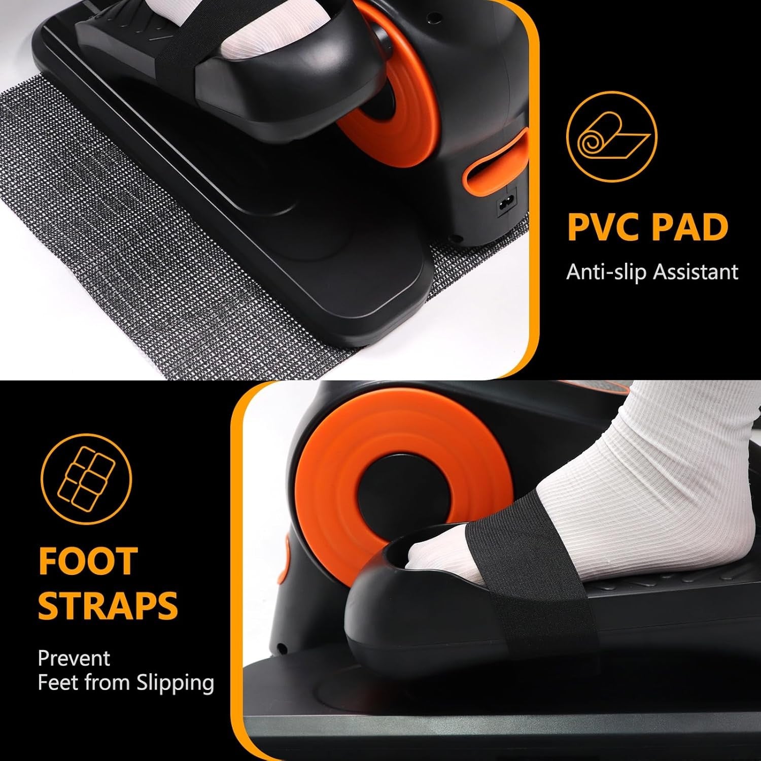 Under Desk Elliptical Trainer Electric Quiet Seated Pedal Leg Exerciser