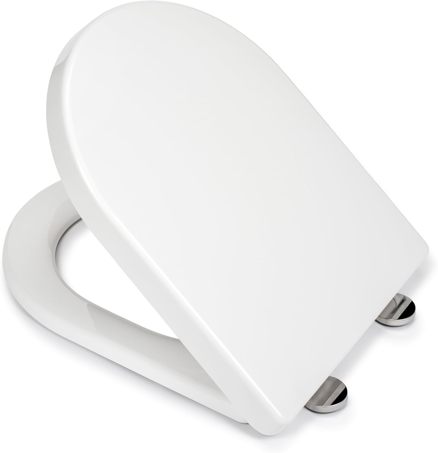 White Toilet Seat Soft Close Quick Release Antibacterial Durable D-Shape