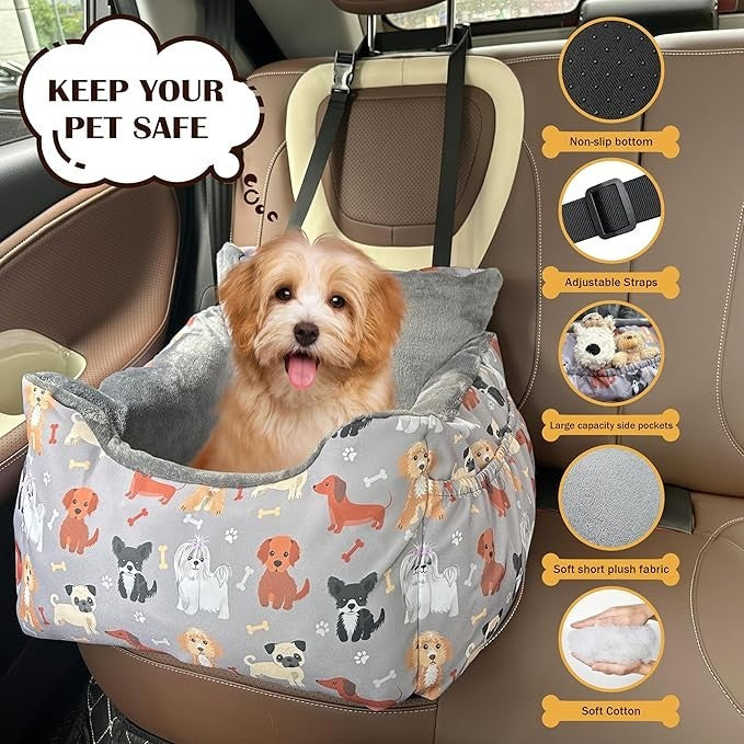 Pet Booster Car Seat Small Medium Dogs Washable Travel Bed 25lbs