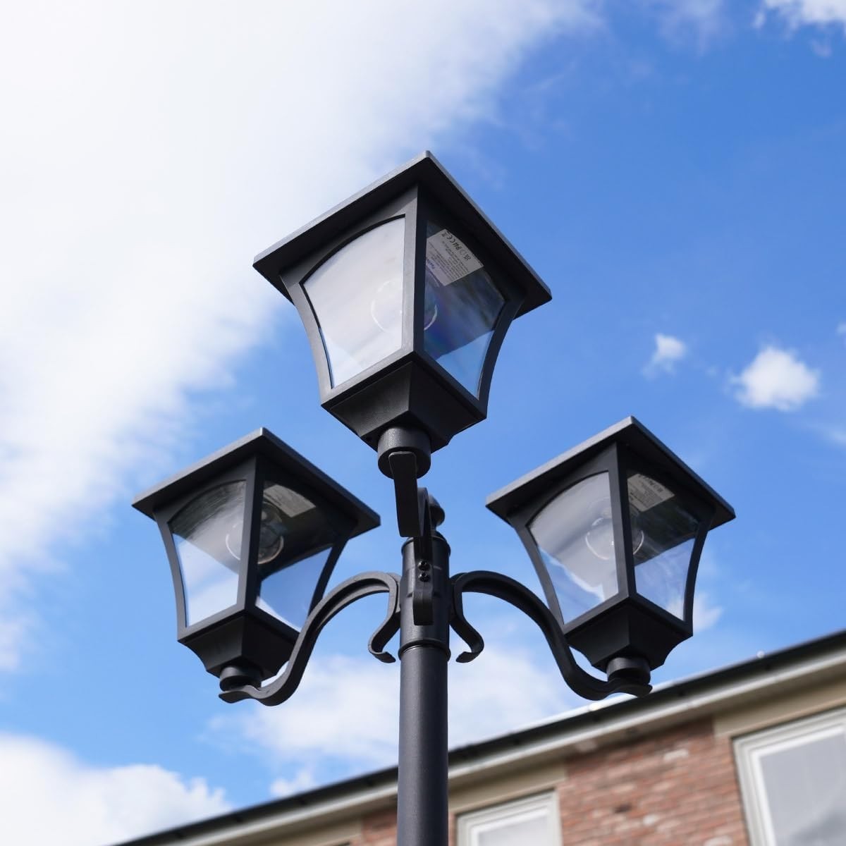 7ft Solar Triple Head Victorian Lamp Post Cool White