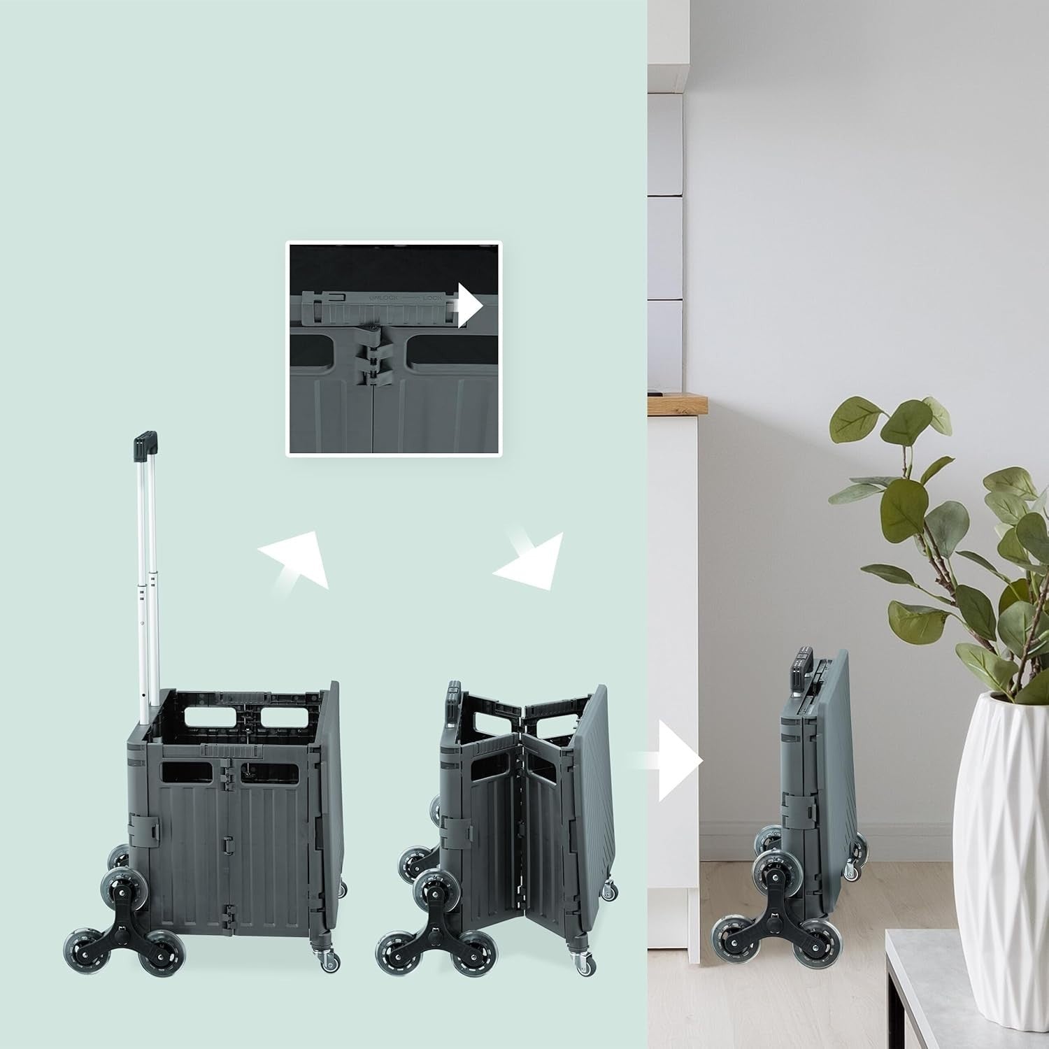 Stair Climbing Shopping Trolley Foldable with Telescopic Handle