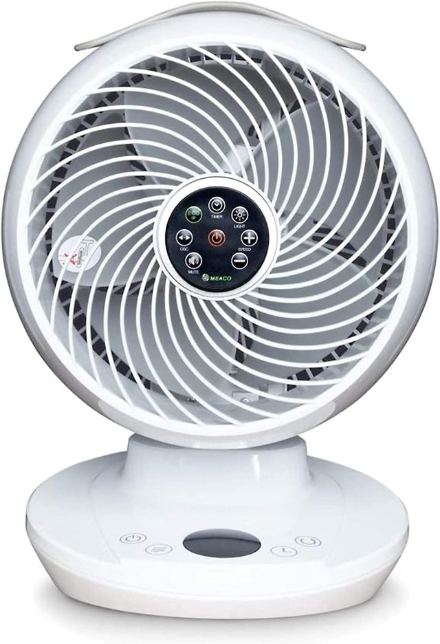 Silent 12-Speed Air Circulator Fan Remote Control Oscillating Desk Cooling White