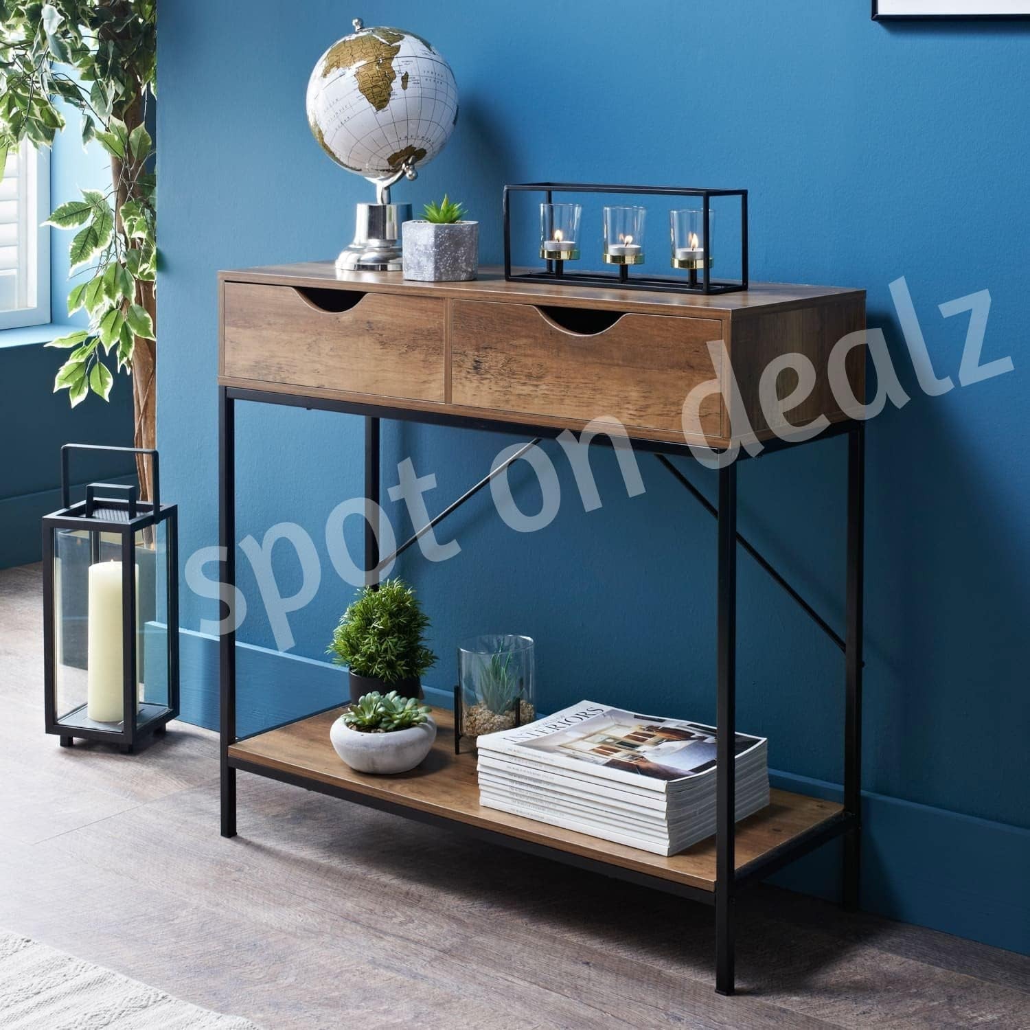 Slim Console Table with Drawers & Storage Shelf for Hallways