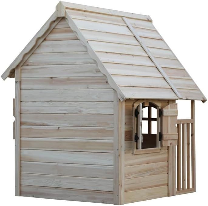 Wooden Kids Garden Playhouse Natural Outdoor House Fir Wood