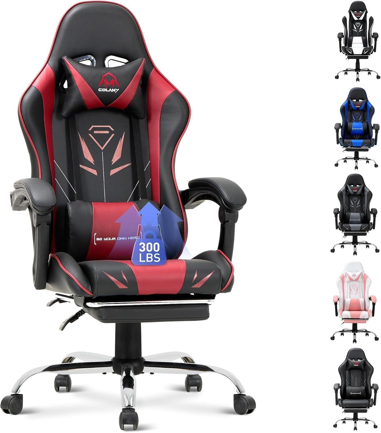 Gaming Chair Red High Back Footrest Desk Swivel PC Gamer Racing Modern Seat