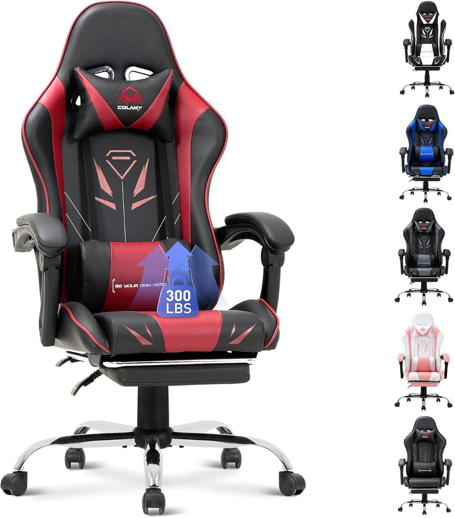 Gaming Chair Red High Back Footrest Desk Swivel PC Gamer Racing Modern Seat
