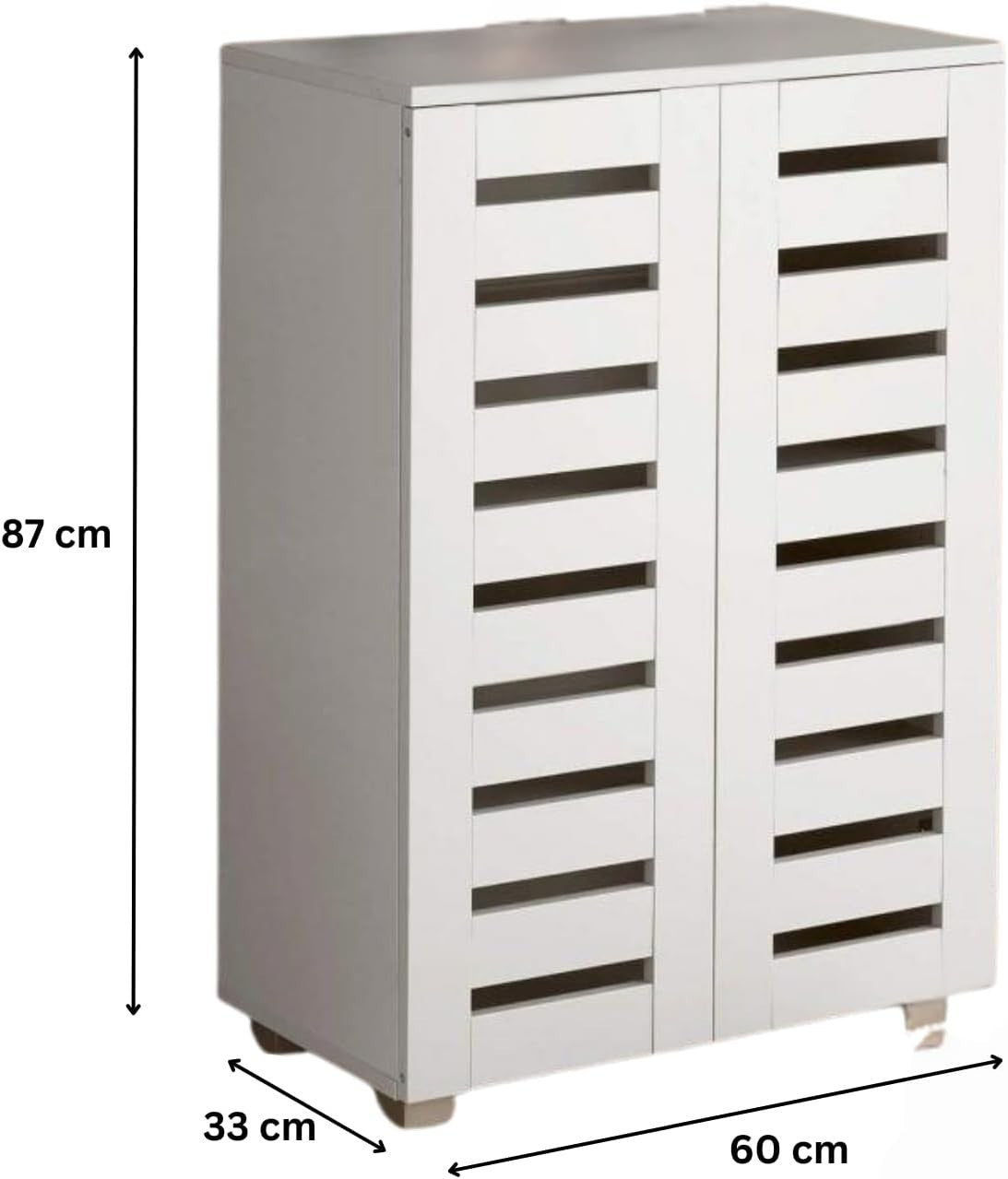 2-Door Wooden Shoe Cabinet with 5 Shelves, 60x33x87 cm White