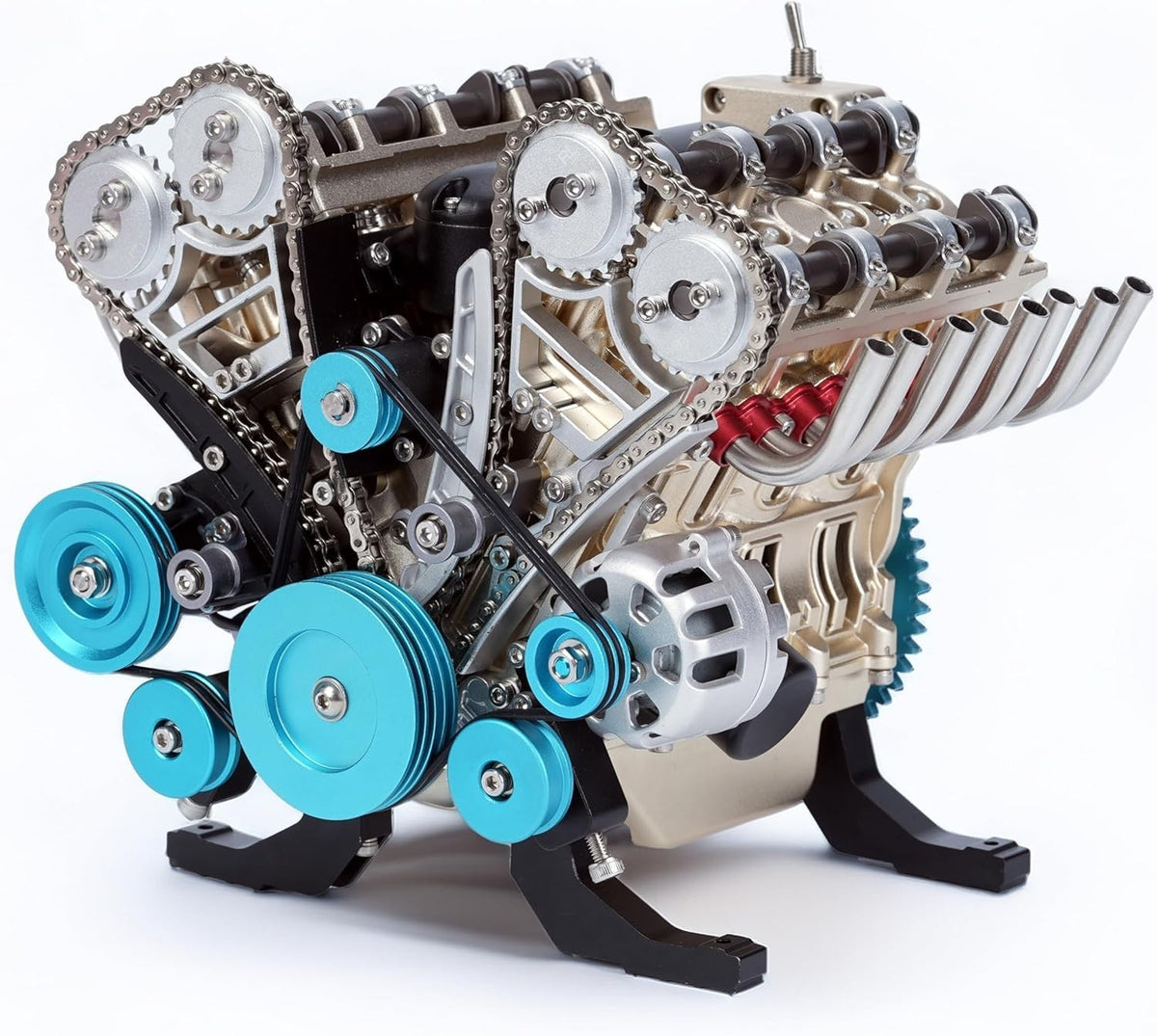 Mechanical V8 Engine Model Kit DIY Metal Assembly, 500+ Pieces, Motorized