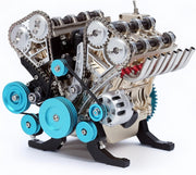 Mechanical V8 Engine Model Kit DIY Metal Assembly, 500+ Pieces, Motorized