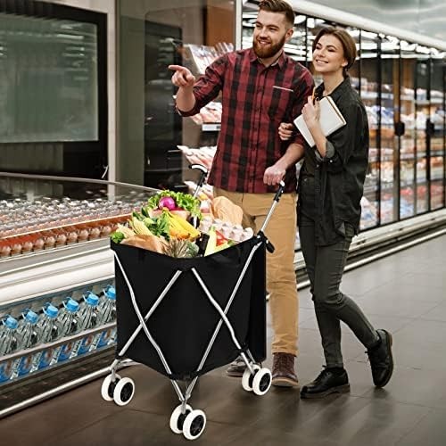 90L Folding Shopping Trolley 8 Wheels Large Push Cart Waterproof Bag