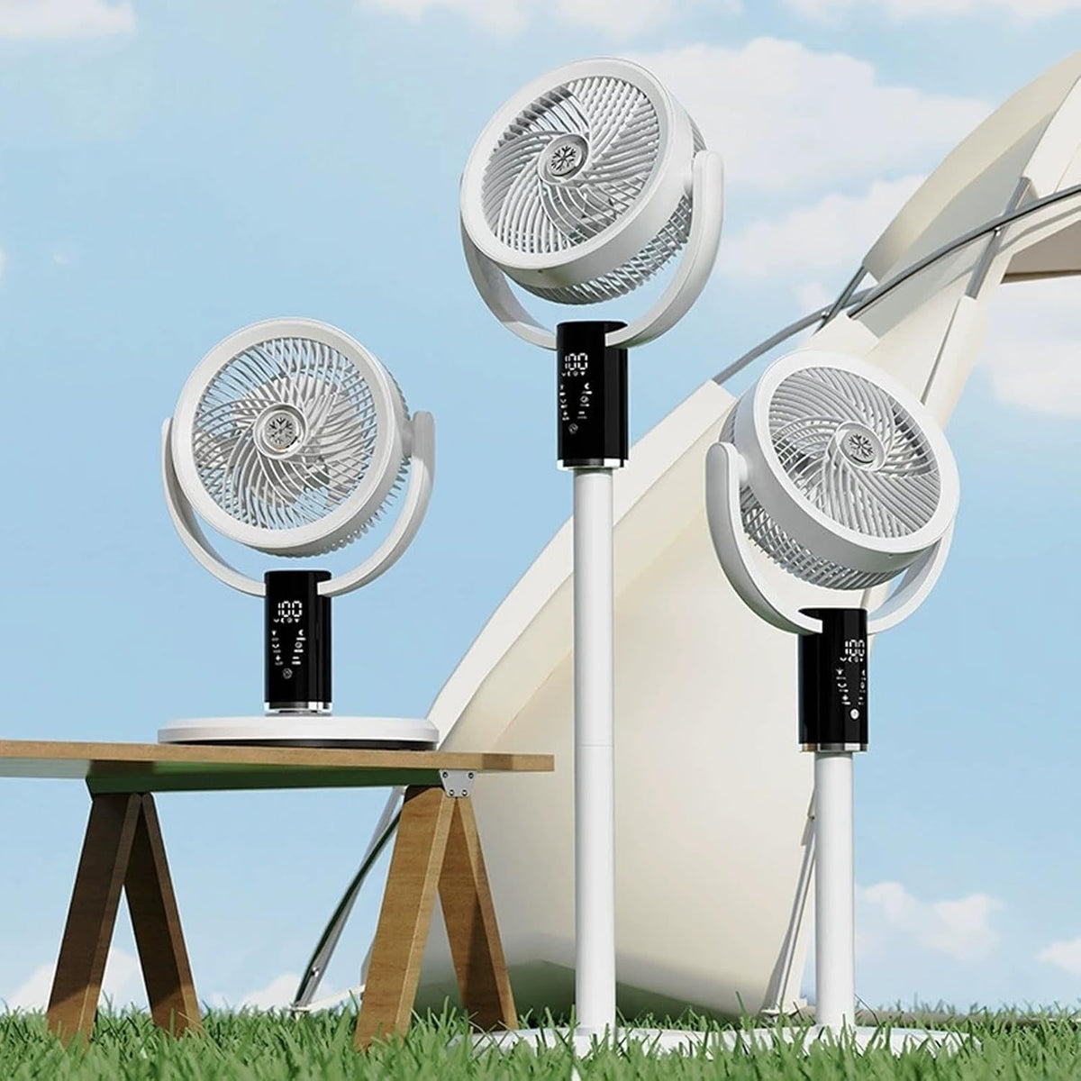 12 Inch Rechargeable Standing Fan Multi Speed Low Noise Floor Fan with ...