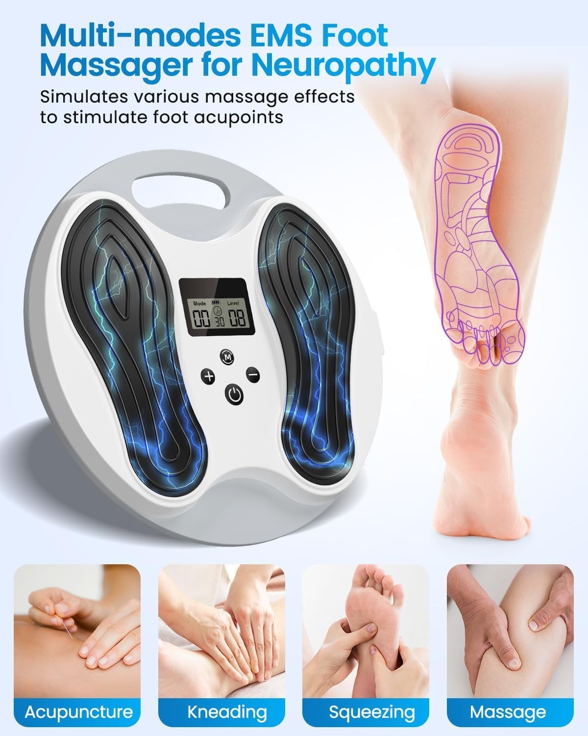 EMS Foot Massager Circulation Booster Pain Relief TENS Pads Machine