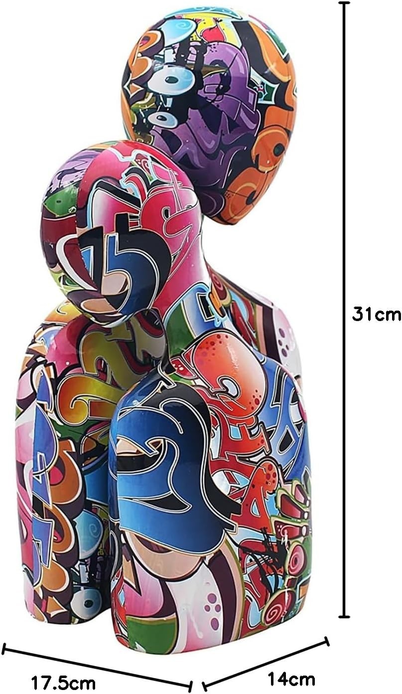 Graffiti Embrace Figurine Large Resin Sculpture Colourful Modern Art Home