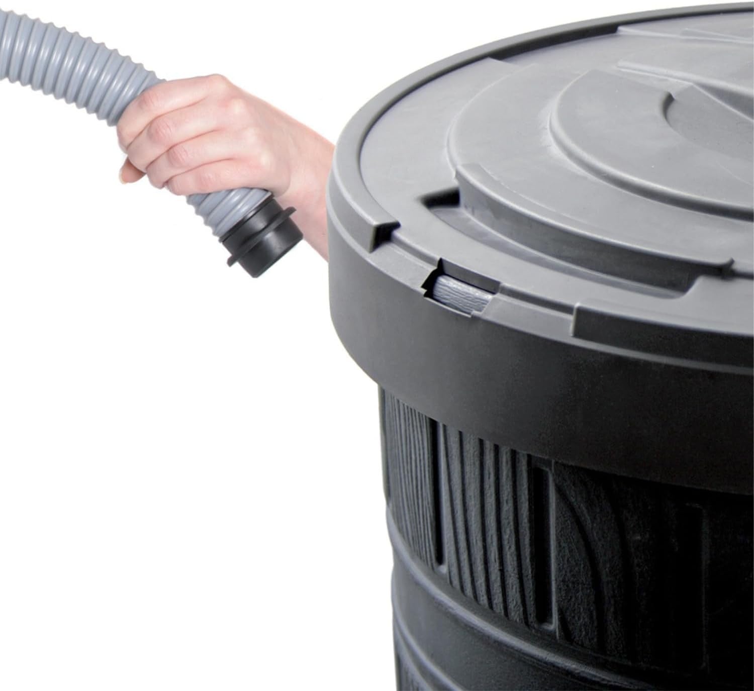 265L Wood Look Plastic Water Butt Tank with Lid – Garden Rain Collector Black