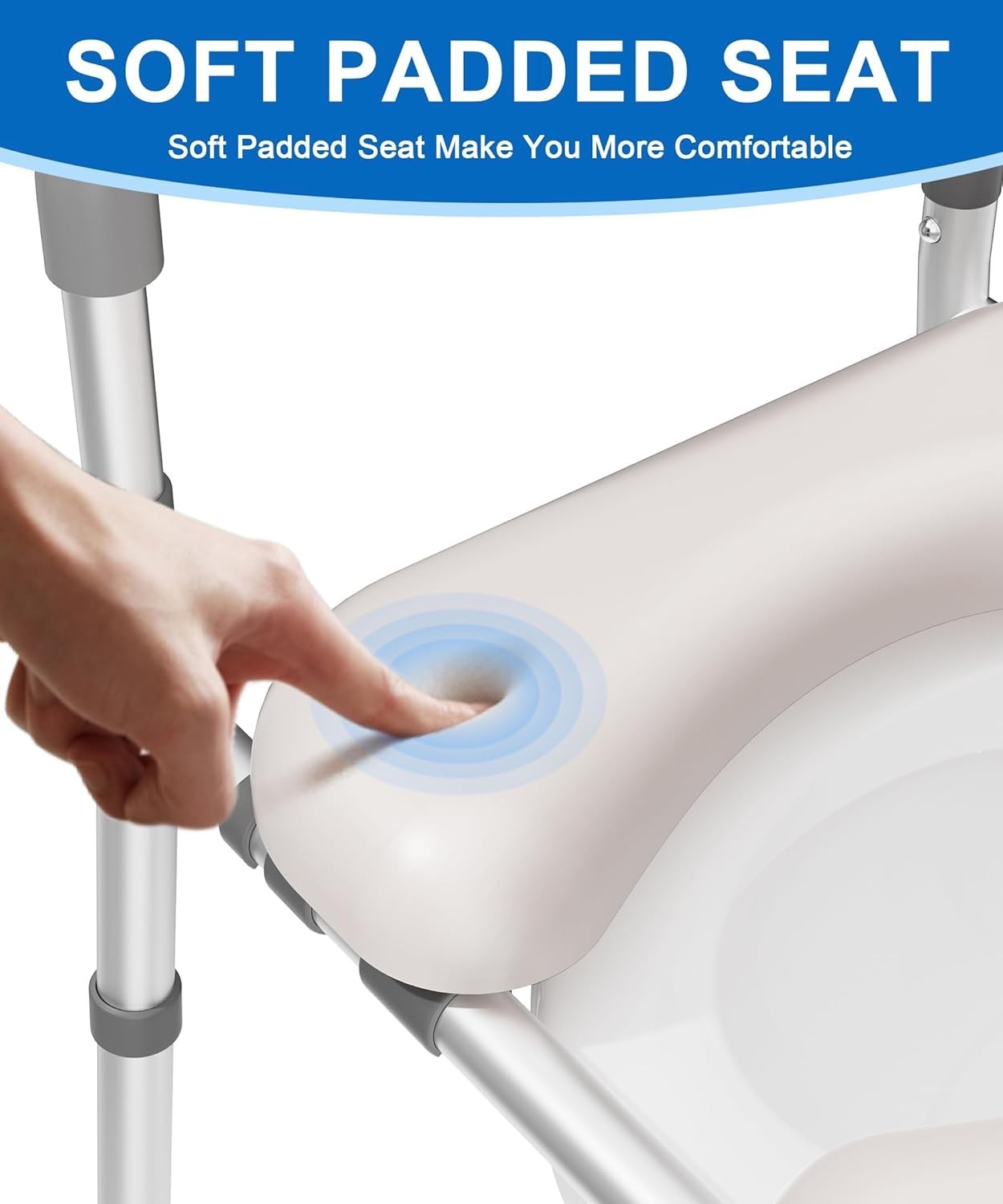 Raised Toilet Seat with Handles Height Adjustable Non-Slip 400lbs Support