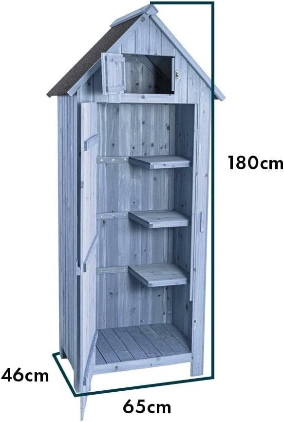 Blue Wooden Garden Tool Cabinet Shed with Lockable Shelves & Storage