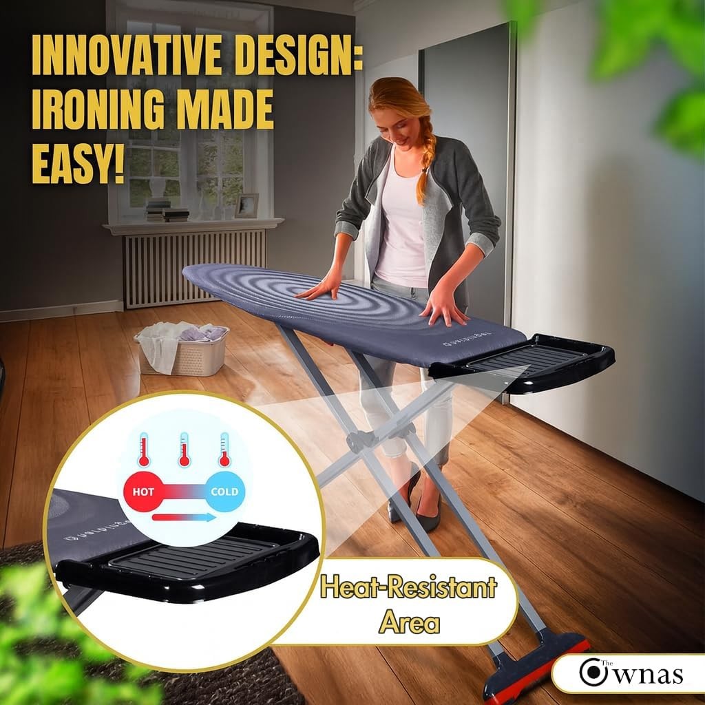 Extra Wide Ironing Board XL 127x46cm Adjustable Height Grey Steam Holder