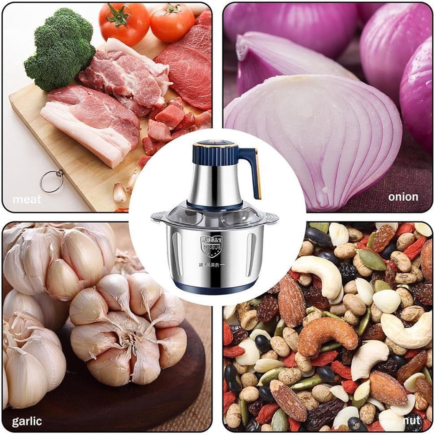 500W Electric Food Chopper 5L Meat Grinder Vegetable Processor Blue