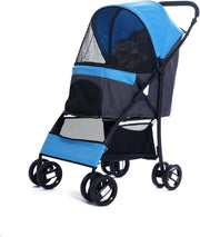 Pet Stroller for Small Dogs Cats Foldable Travel Pushchair 15kg Blue