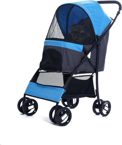Pet Stroller for Small Dogs Cats Foldable Travel Pushchair 15kg Blue