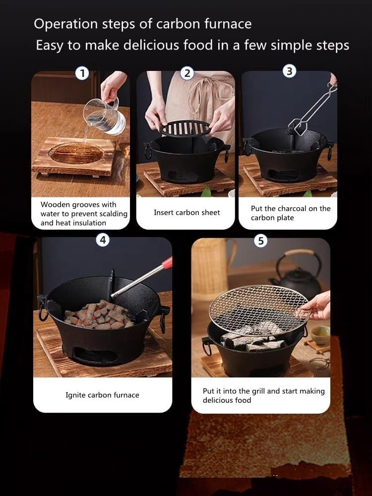Mini Cast Iron Charcoal BBQ Grill Tabletop Stove – Portable Outdoor Hibachi