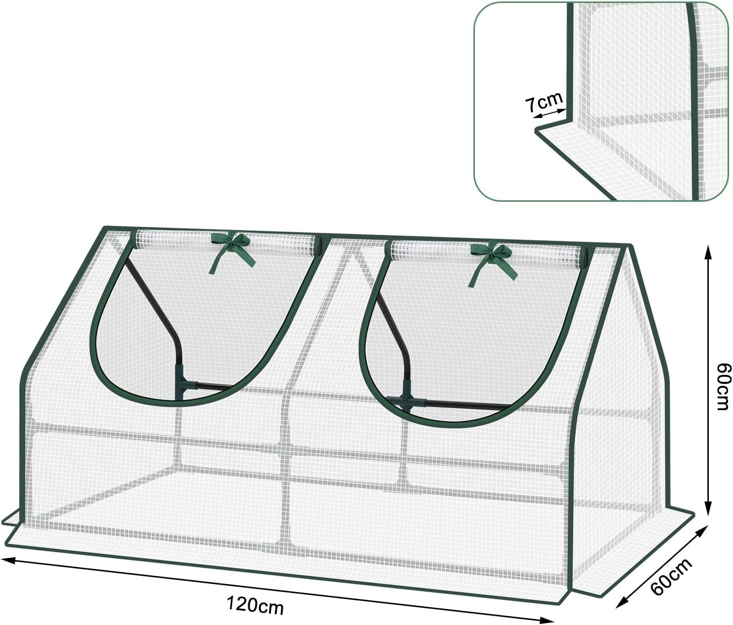 Mini Garden Greenhouse 120x60x60cm White PE Cover with Roll-Up Windows
