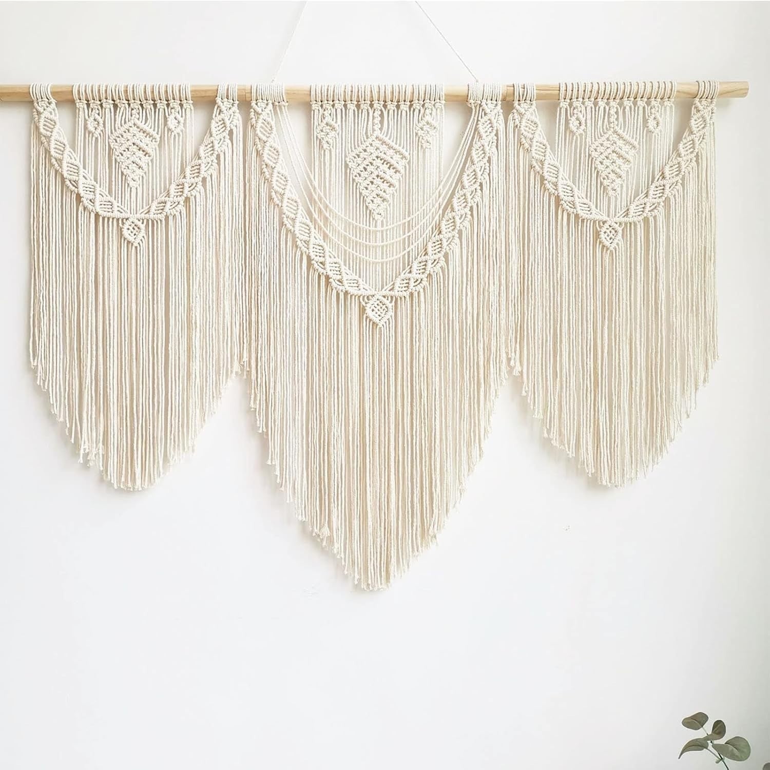 Large Macrame Wall Hanging Boho Leaf Woven Tapestry 110x80cm