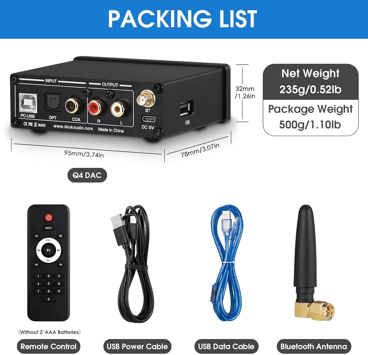Mini DAC Headphone Amplifier Bluetooth 5.0 USB