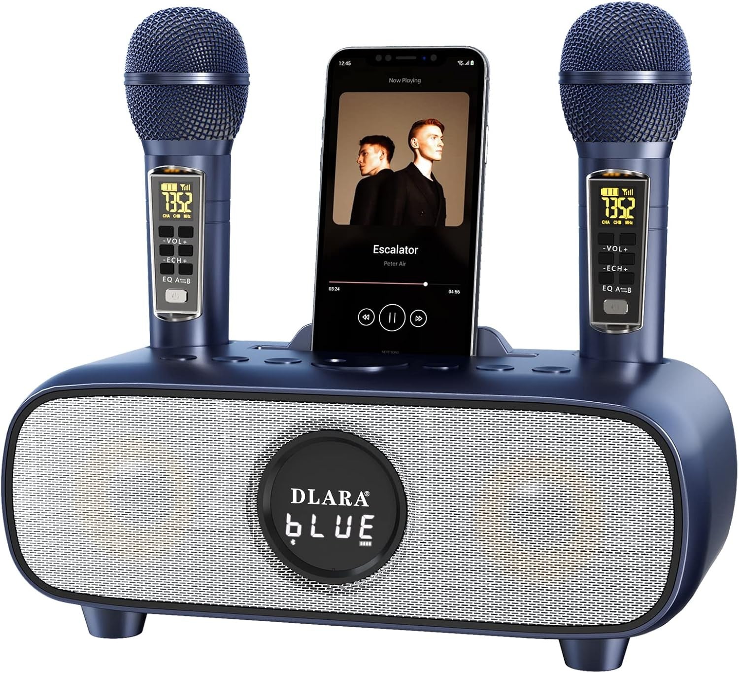 Upgrade Karaoke Machine Bluetooth 2 Wireless Mics PA Speaker Home Party