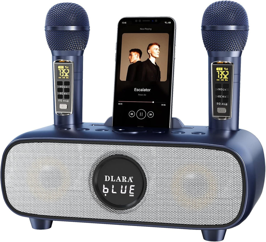 Upgrade Karaoke Machine Bluetooth 2 Wireless Mics PA Speaker Home Party