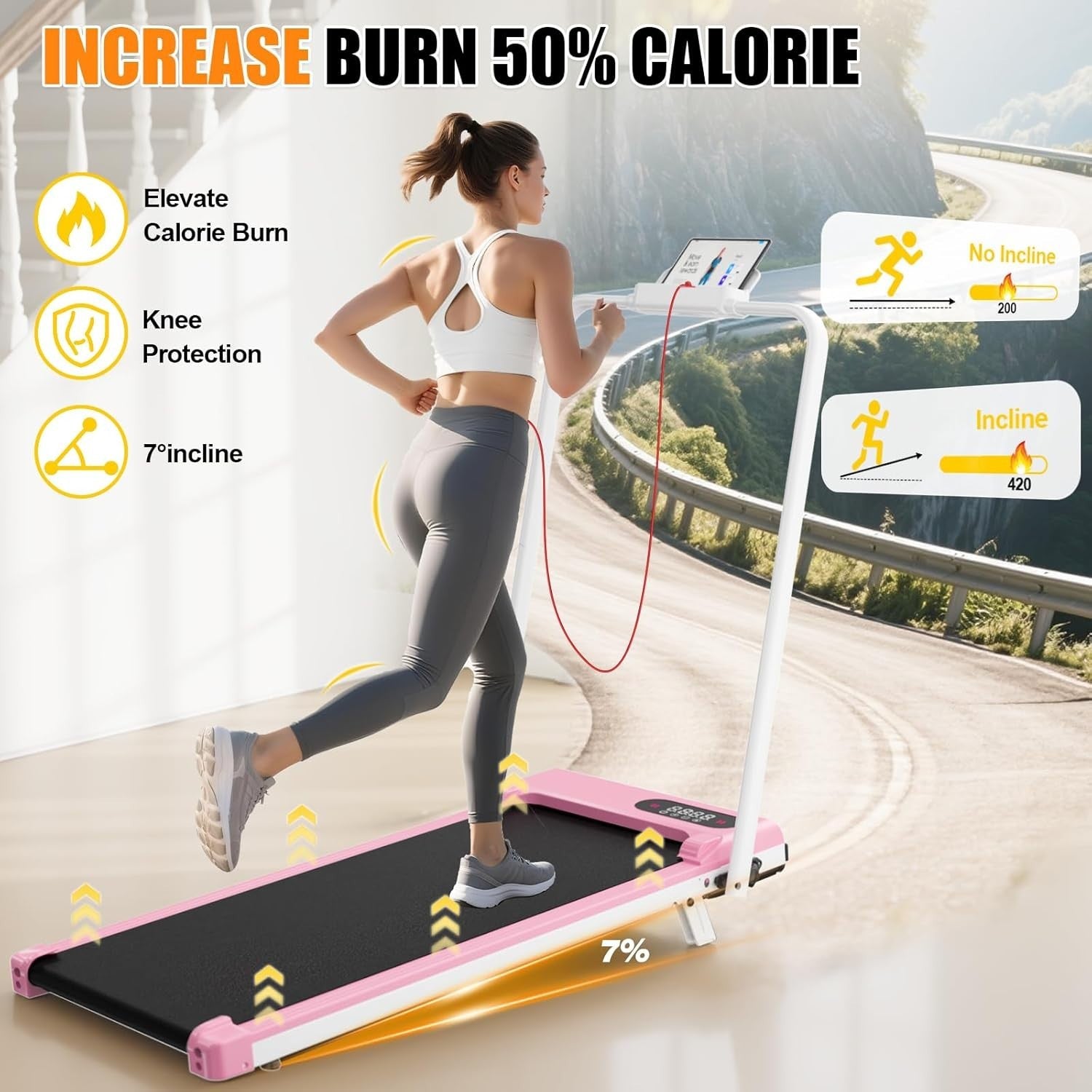 Foldable 3-in-1 Walking Treadmill with Incline, Under Desk Home Gym 8KM/H