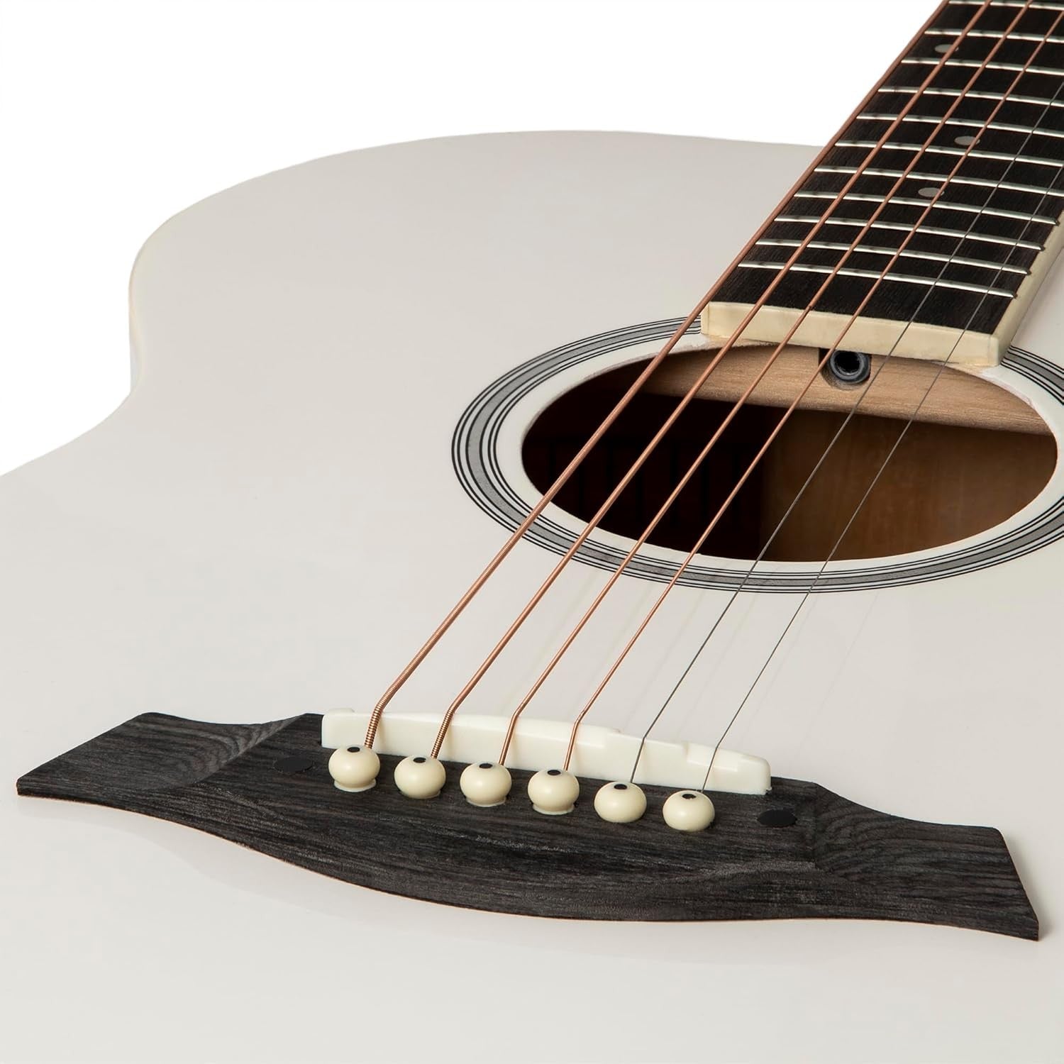 3/4 Acoustic Guitar Starter Kit Steel Strings White with Bag