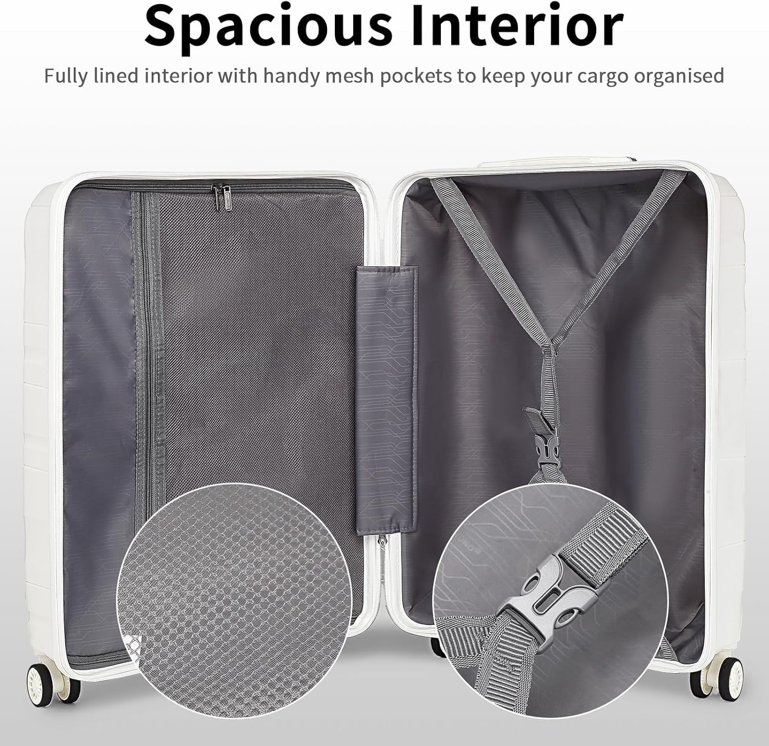 2pc Cabin Travel Set Polypropylene Carry On Suitcase TSA Spinner + Beauty Case