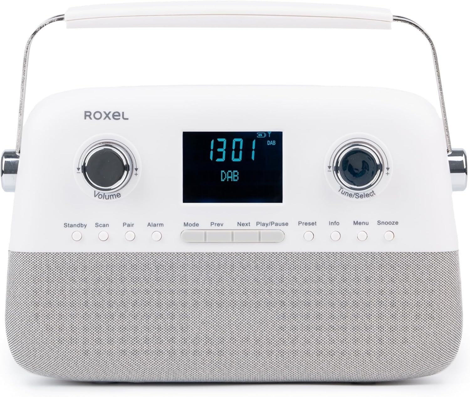 Portable DAB+/FM Retro Radio with Bluetooth, USB, AUX & Alarm – White