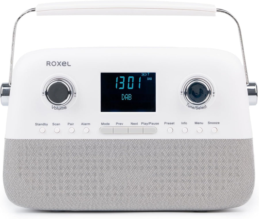 Portable DAB+/FM Retro Radio with Bluetooth, USB, AUX & Alarm – White