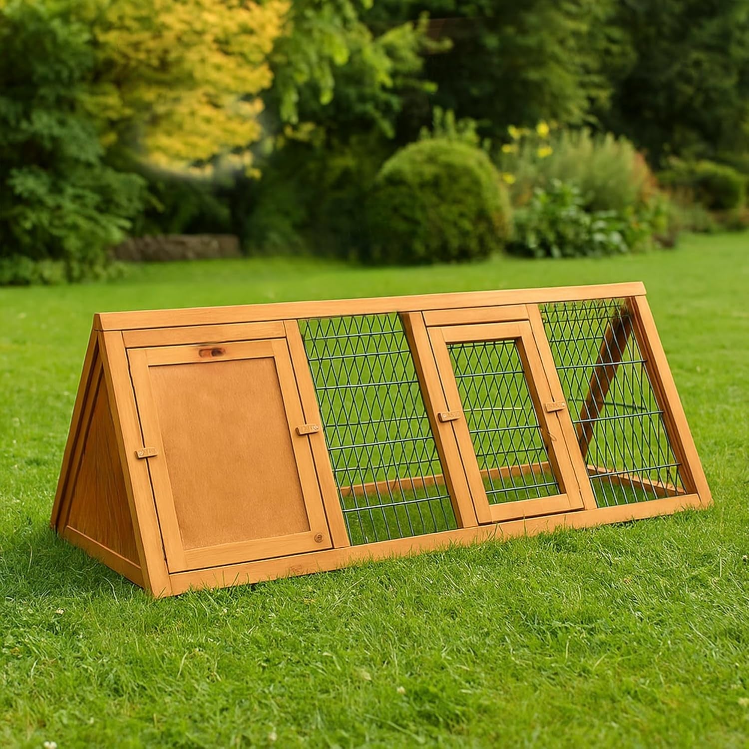 Large Outdoor Rabbit Run Hutch Triangle Wooden Guinea Pig Enclosure Secure