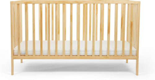 Stylish Wooden Baby Cot Bed Adjustable Height Crib with Fibre Mattress Pine
