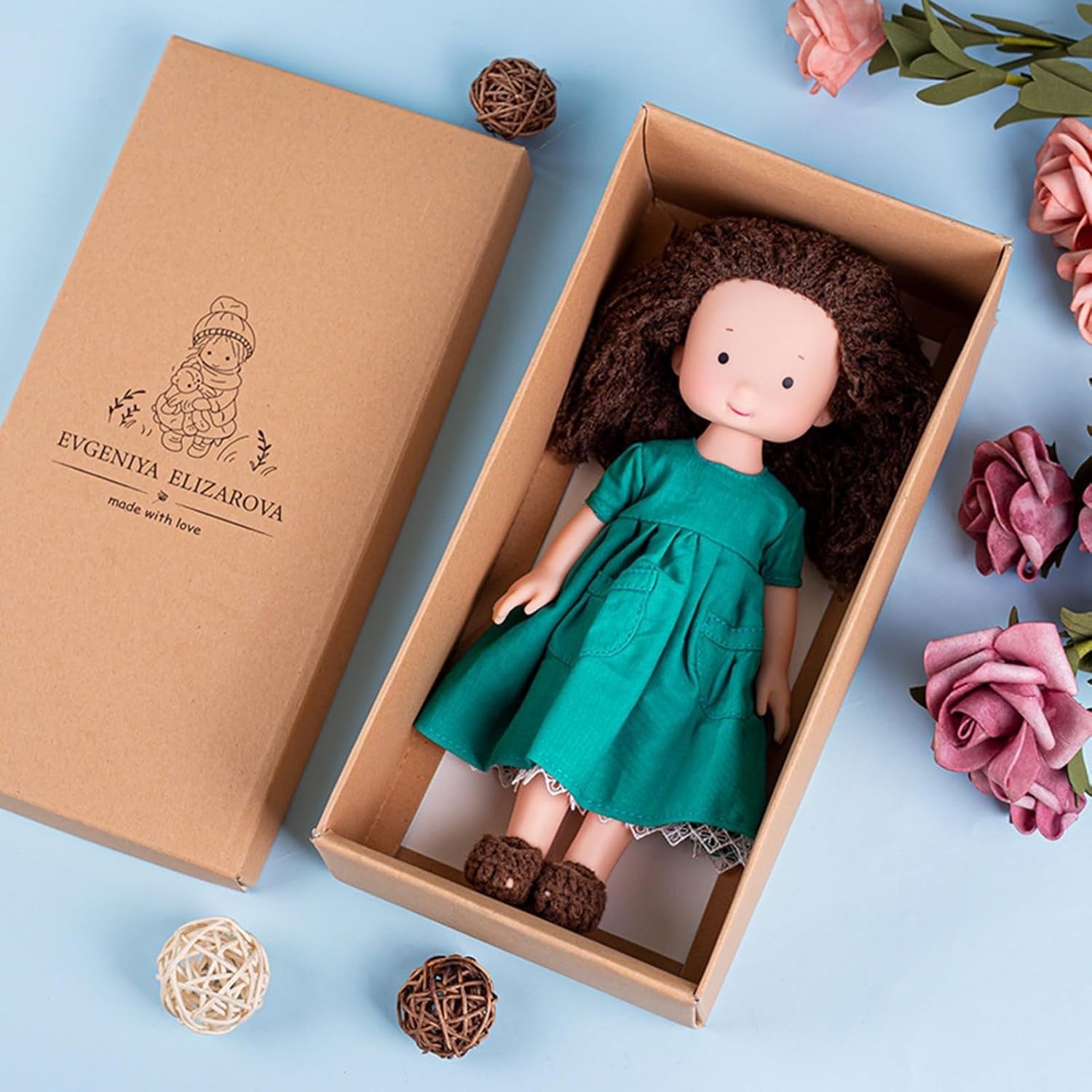 Handmade Knitted Rag Doll Soft Plush Styling Hair Imagination Gift for Girls