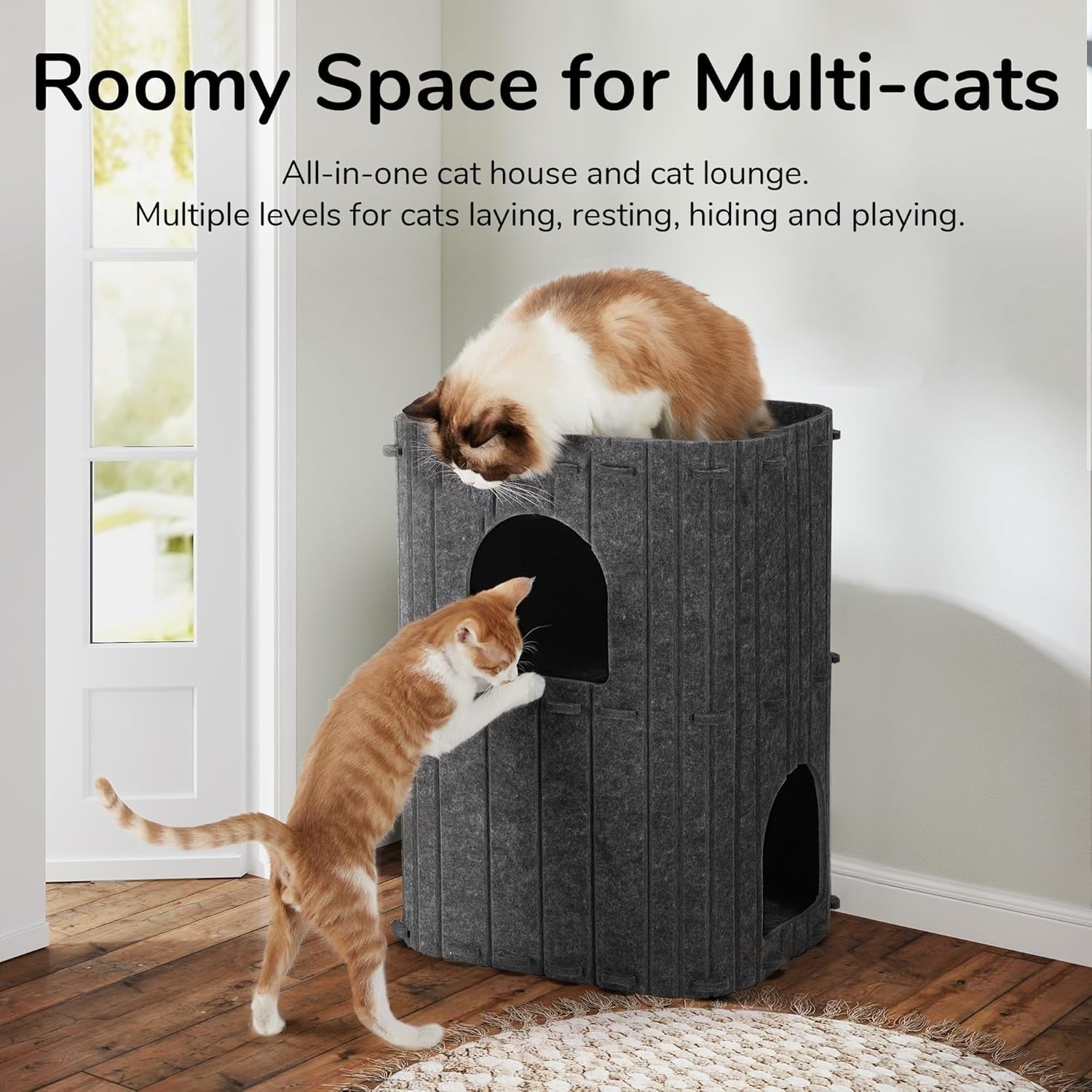 2 Storey Felt Cat House Large Cat Cave Condo Indoor Multi Cat Bed
