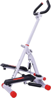 Stepper Exercise Machine w/ Handle & LCD Monitor for Home Fitness Red White