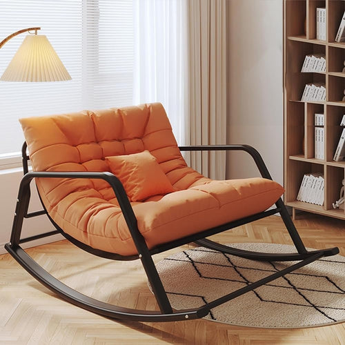 Outdoor Rocking Chair with Padded Cushion Extra Wide Seat Cozy Relaxer